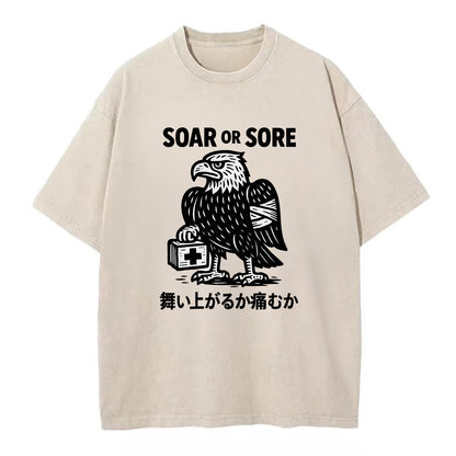 Soar or Sore - Eagle with bandaged wing Vintage T-shirt - Off White