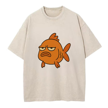 The Goldfish Judging Silently - Vintage T-shirt - Off White
