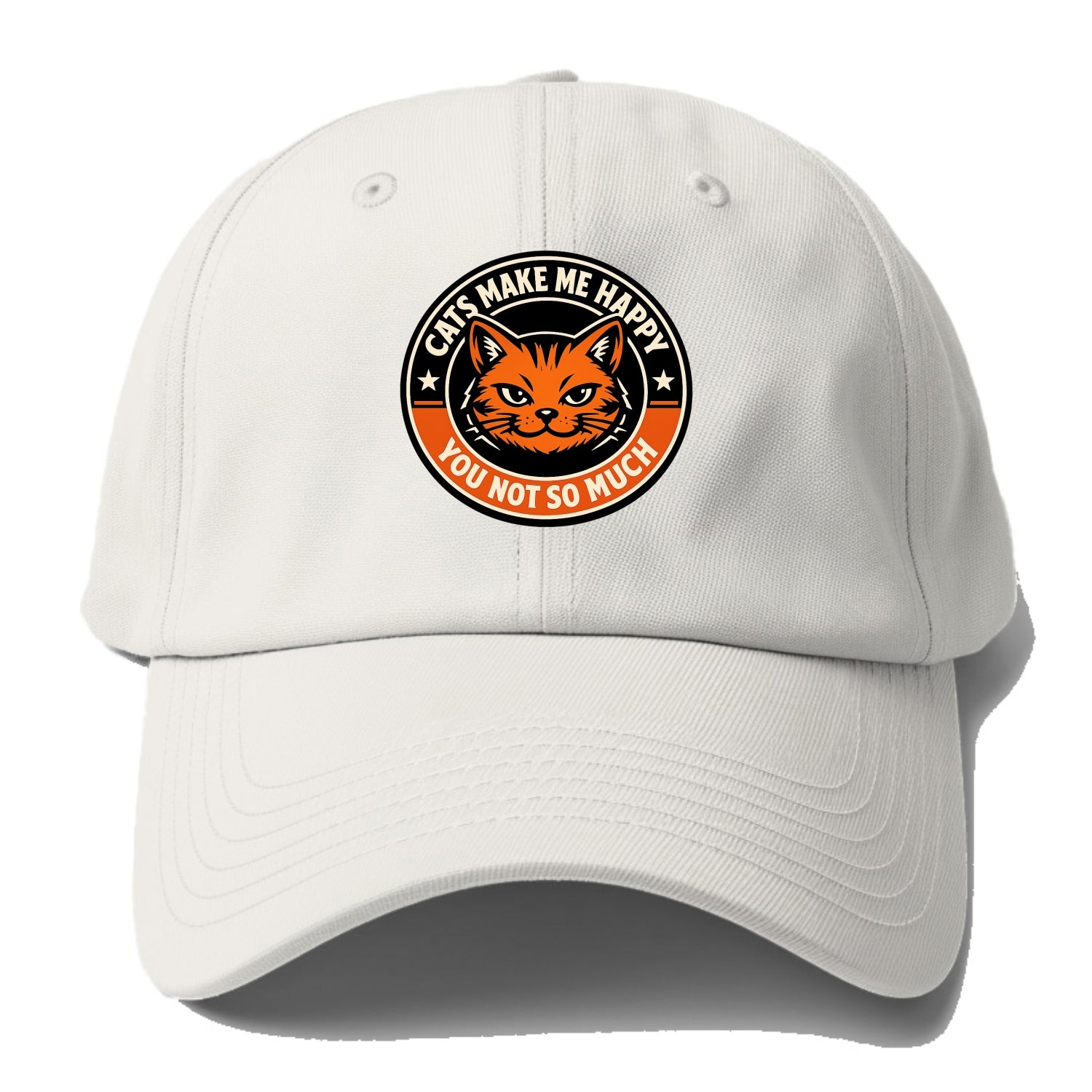 Joyful Whiskers Emblem - Baseball Cap - Off White
