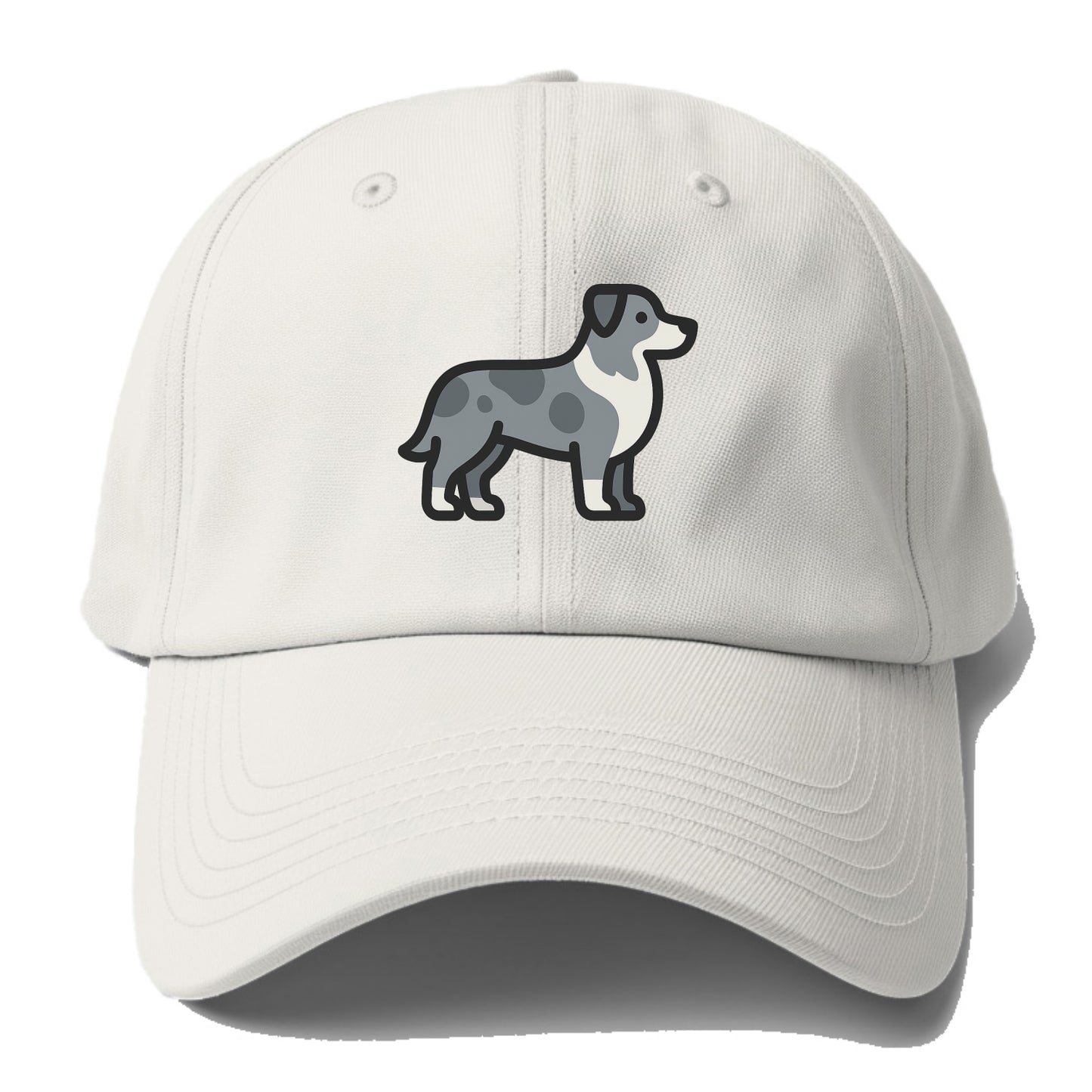 Australian Shepherd - Blue merle flat side profile - Baseball Cap - Off White