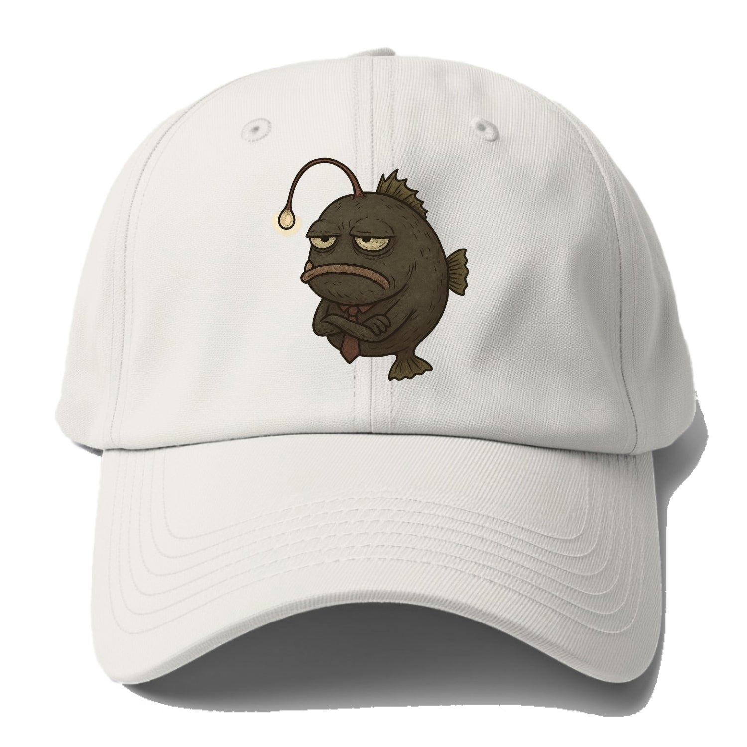THE ANGLERFISH LURES DISAPPOINTMENT | Dark gray anglerfish with dim light - Baseball Cap - Off White