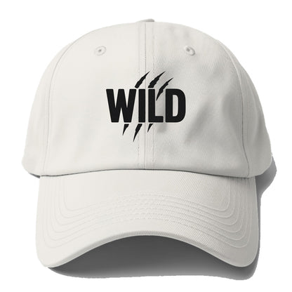Bold typography design - "WILD" - untamed, natural, free - Baseball Cap - Off White