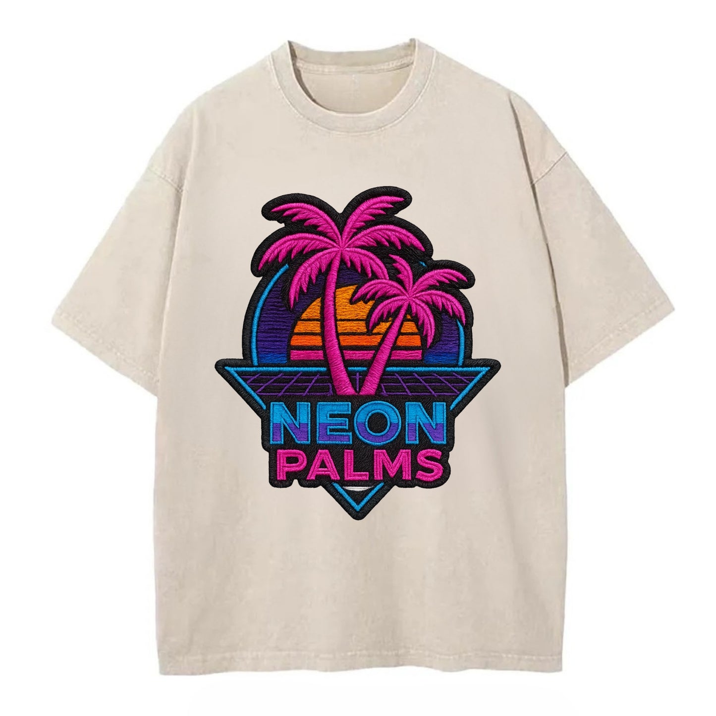 Neon Palms - Vintage T-shirt - Off White