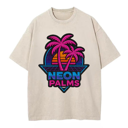 Neon Palms - Vintage T-shirt - Off White