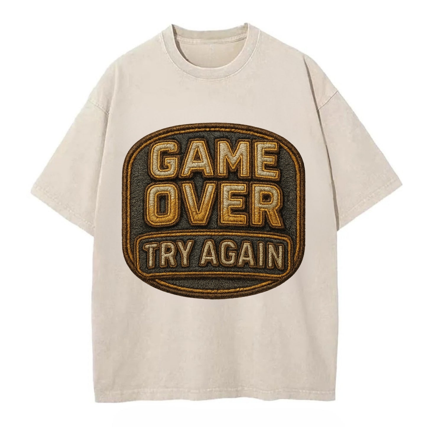 Game Over Try Again  - Vintage T-shirt - Off White