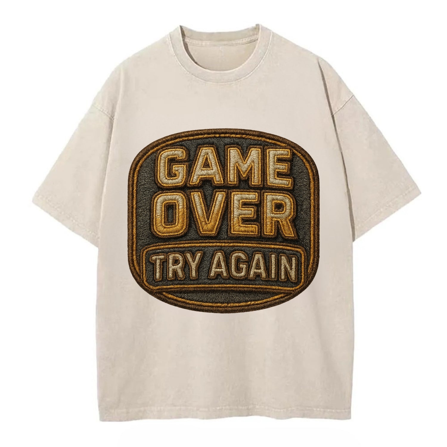 Game Over Try Again  - Vintage T-shirt - Off White