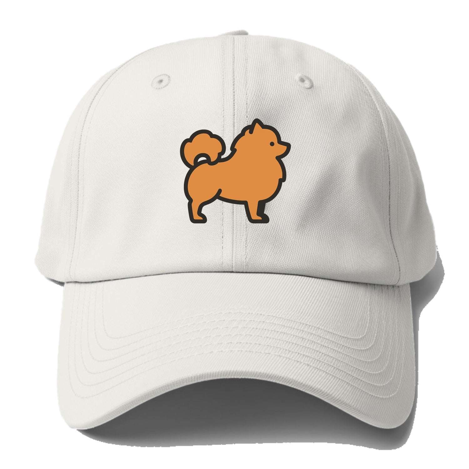 Pomeranian - Orange fluffy flat side profile - Baseball Cap - Off White