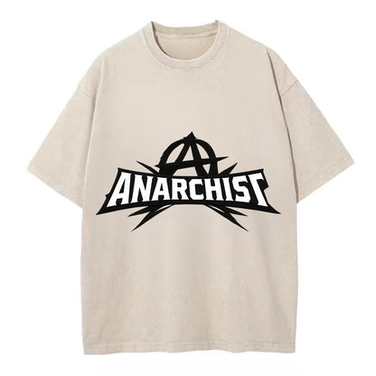 Bold typography design - "ANARCHIST" - no masters, self-governed - Vintage T-shirt - Off White