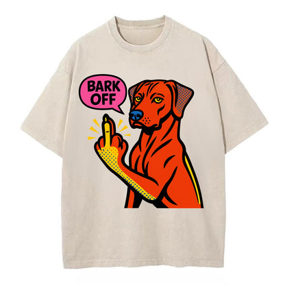 Rhodesian Ridgeback with distinctive ridge on back, athletic muscular paw up - Vintage T-shirt - Off White