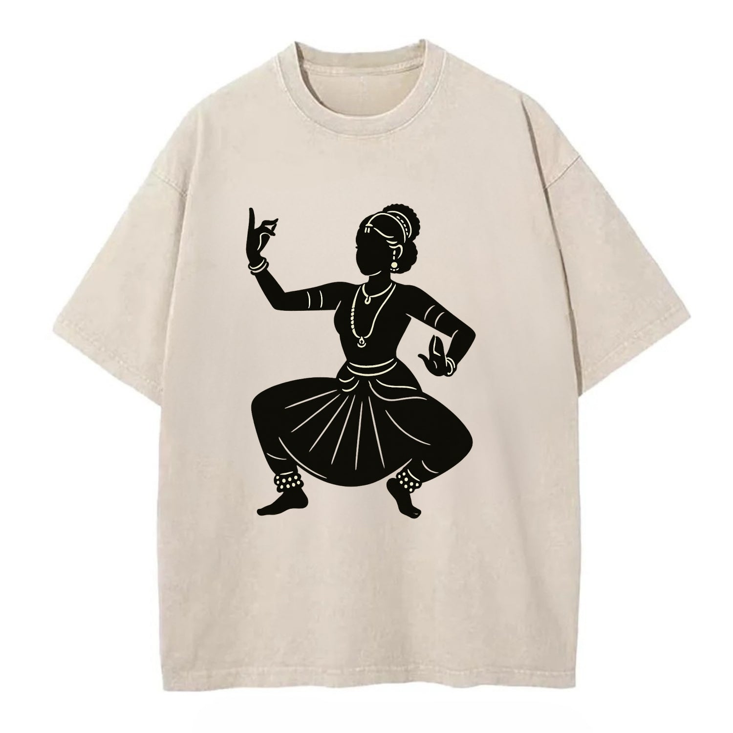 Bharatanatyam classical Indian pose - Vintage T-shirt - Off White