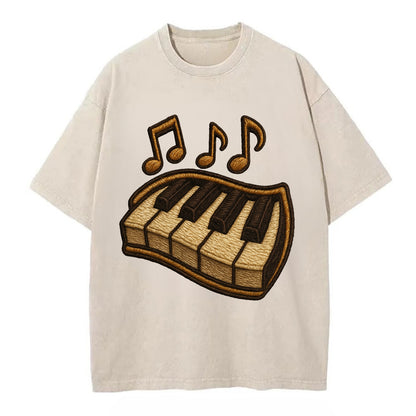 Piano Keys  - Vintage T-shirt - Off White