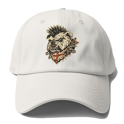 PUNK BULLDOG | British bulldog with mohawk | Safety pins through - Baseball Cap For Big Heads - Off White