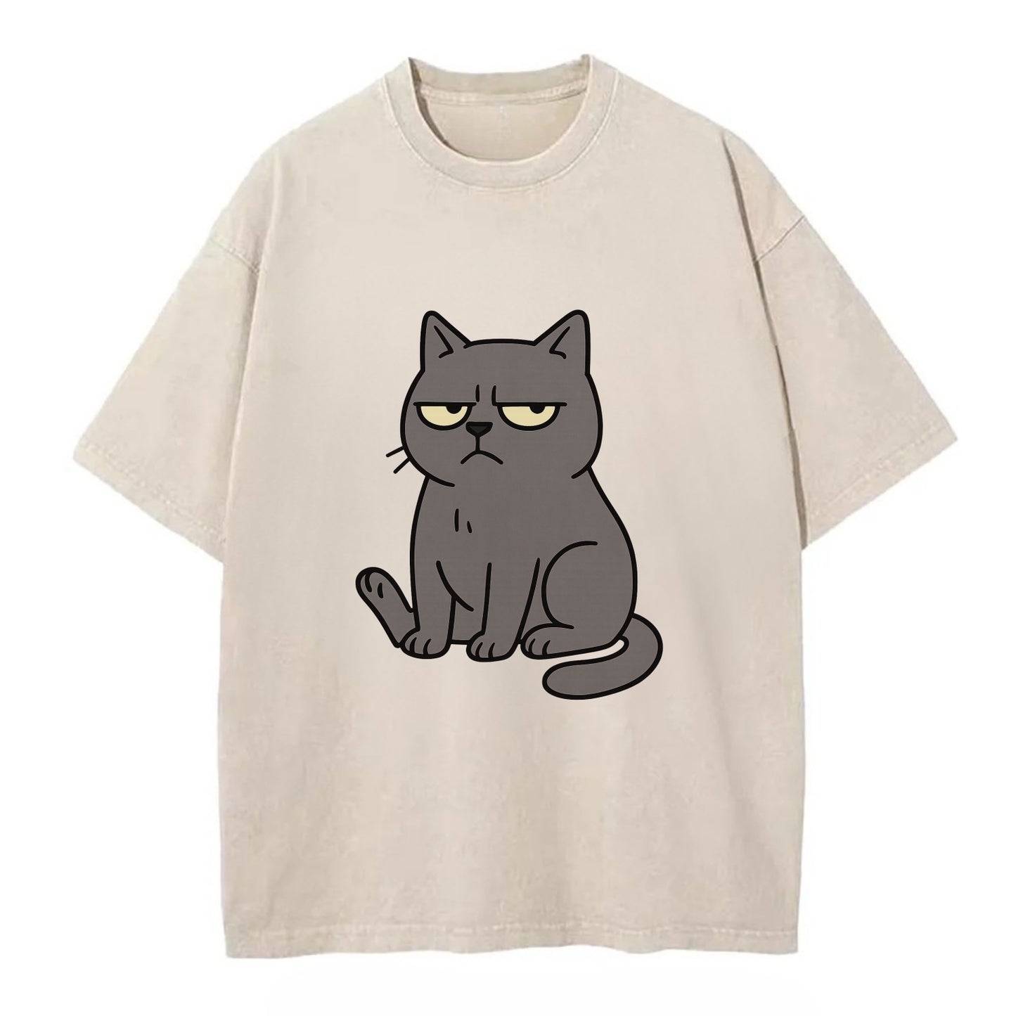 The Cat Judging Silently - Vintage T-shirt - Off White