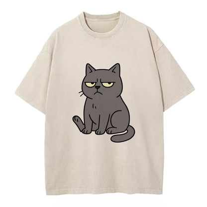 The Cat Judging Silently - Vintage T-shirt - Off White