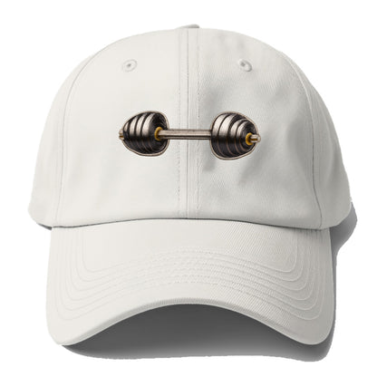 Embroidered patch design - WEIGHTLIFTING BARBELL - heavy barbell with plates in - Baseball Cap - Off White