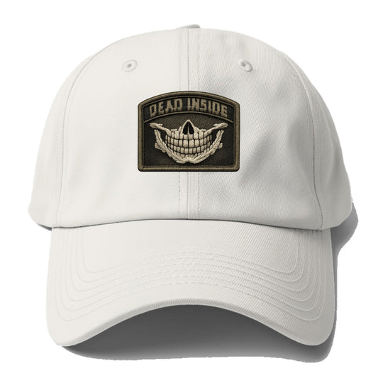DEAD INSIDE SMILE - skeleton smile in white , dark humor - Baseball Cap For Big Heads - Off White