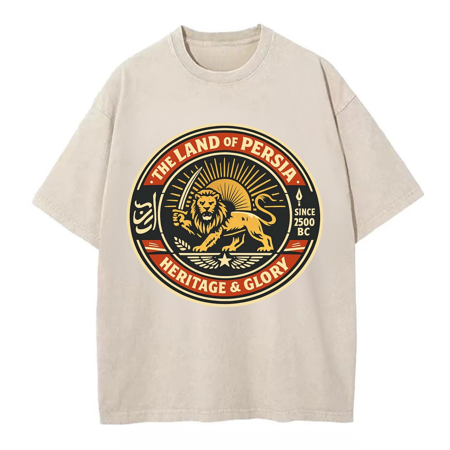 Iranian Heritage Emblem - Vintage T-shirt - Off White