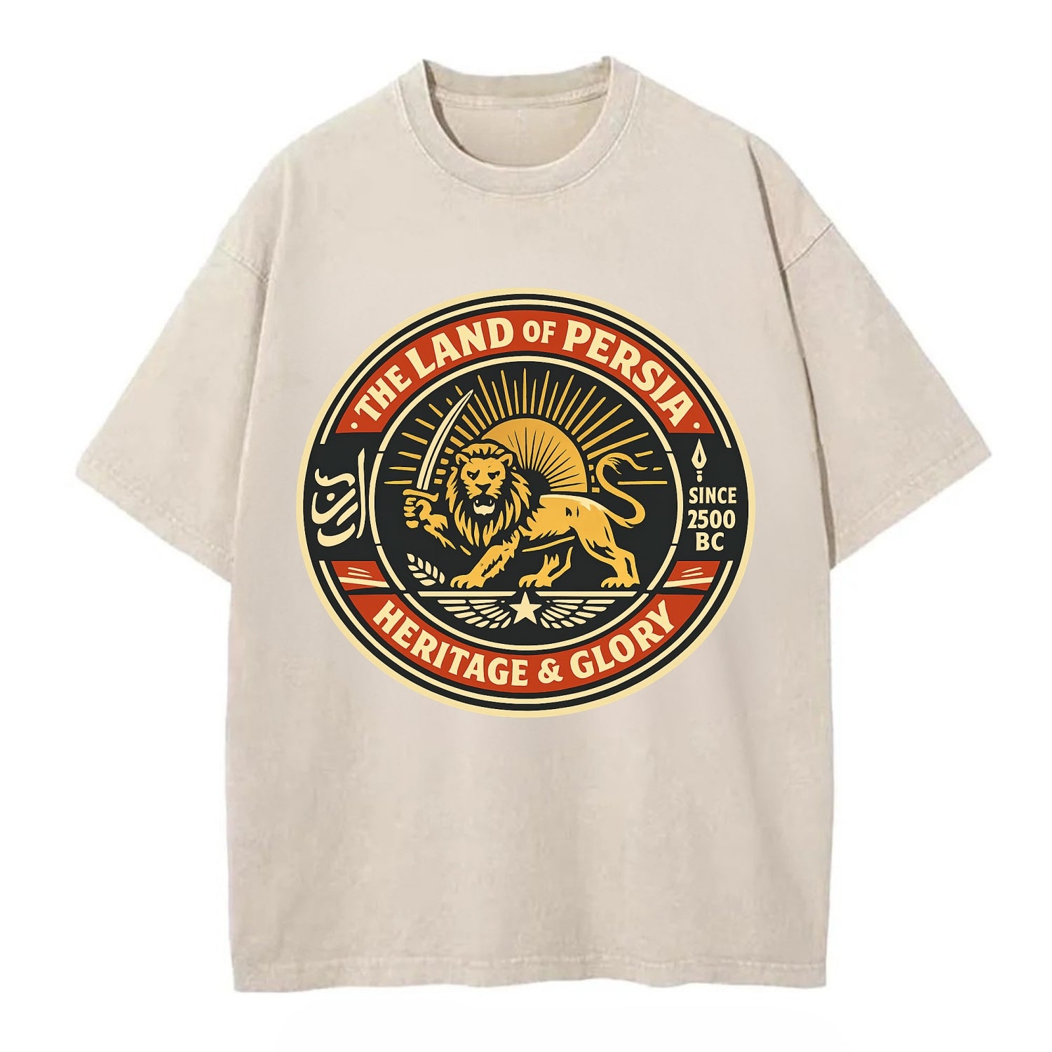 Iranian Heritage Emblem - Vintage T-shirt - Off White