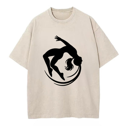 Gymnast mid-backflip rotation - Vintage T-shirt - Off White