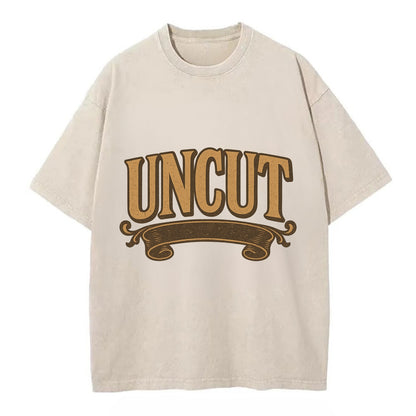 Bold typography design - "UNCUT" - pure, undiluted, authentic - Vintage T-shirt - Off White