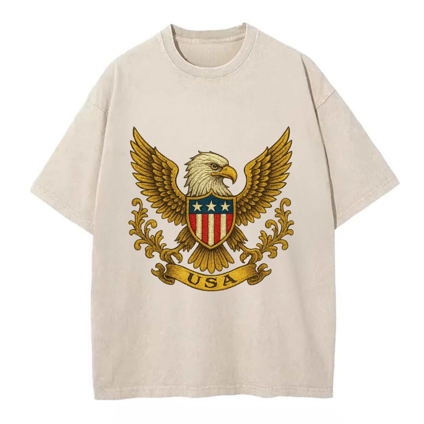 Usa Heritage Eagle 2 - Vintage T-shirt - Off White