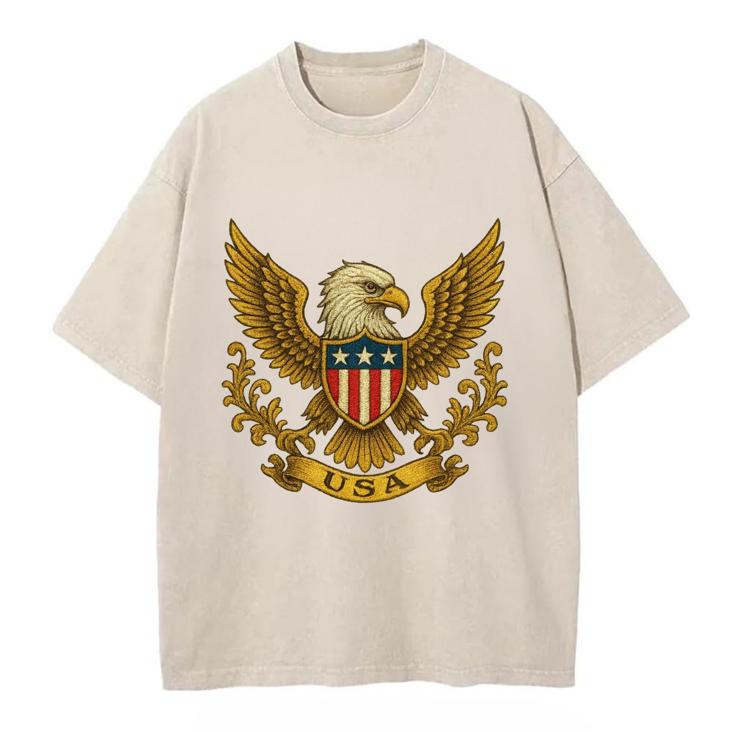 Usa Heritage Eagle 2 - Vintage T-shirt - Off White