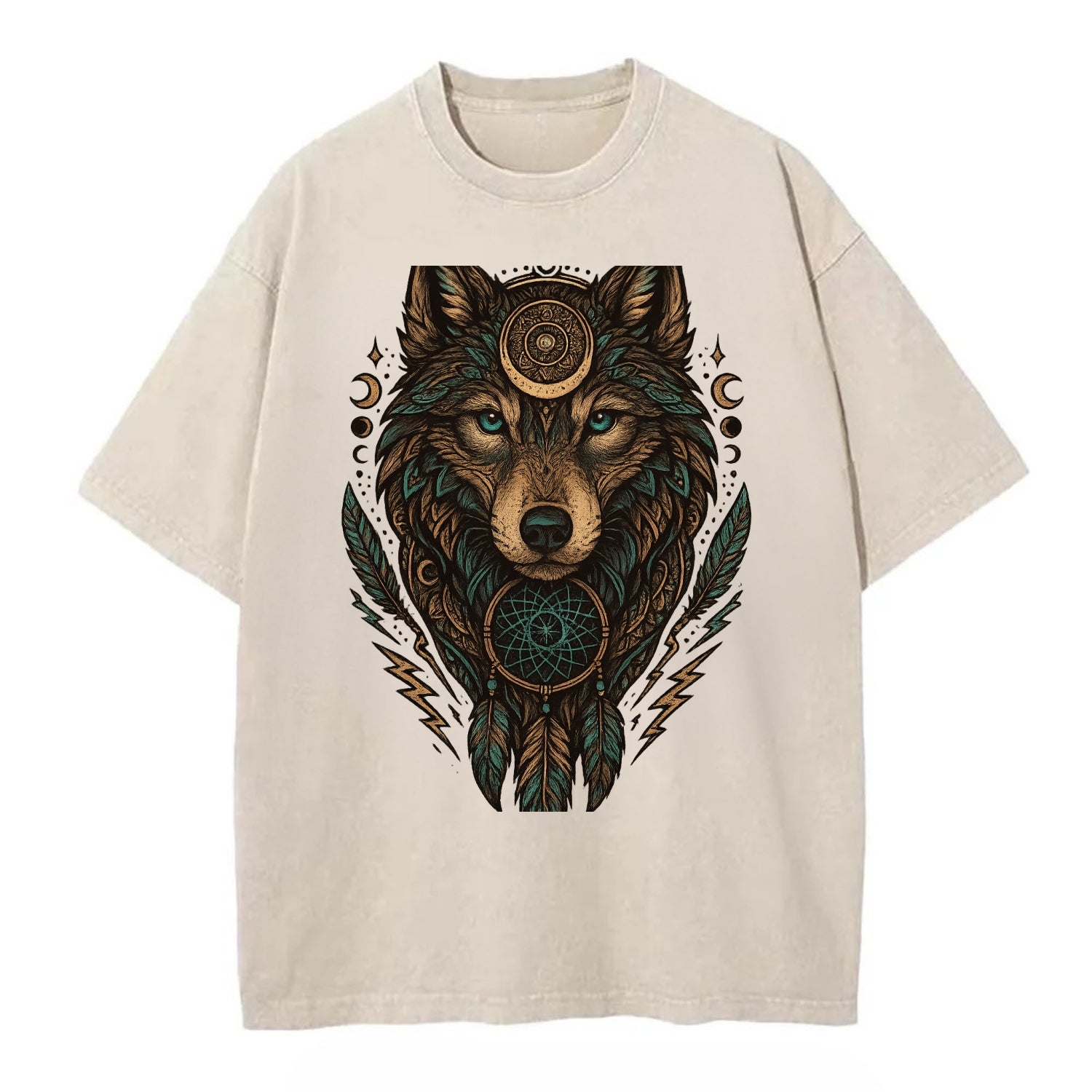 Storm Wolf Thunder  - Vintage T-shirt - Off White