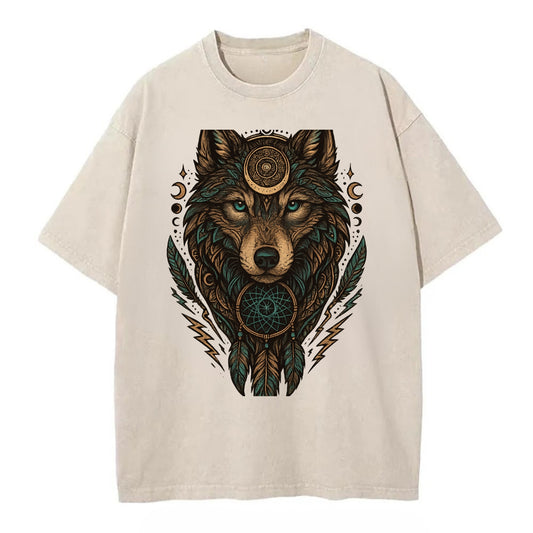Storm Wolf Thunder  - Vintage T-shirt - Off White