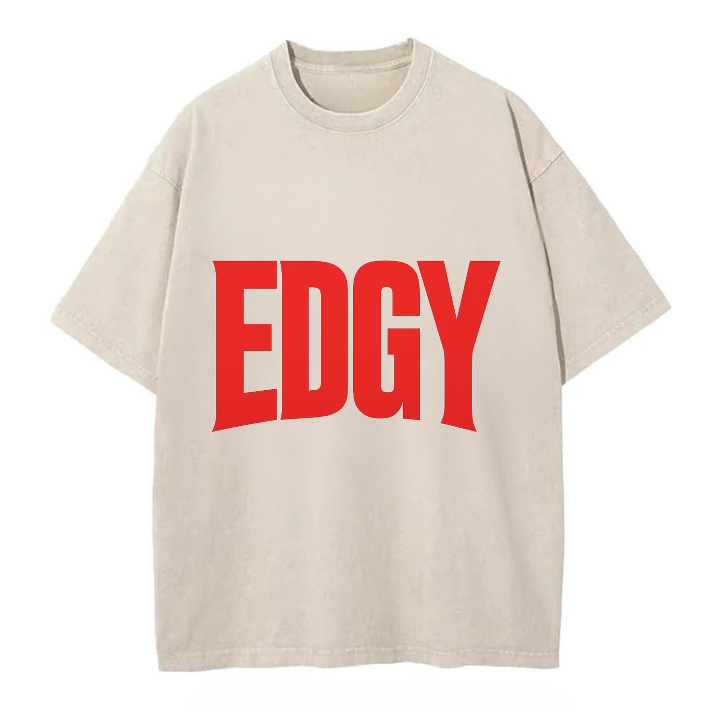 Bold typography design - "EDGY" - pushing boundaries, unconventional - Vintage T-shirt - Off White