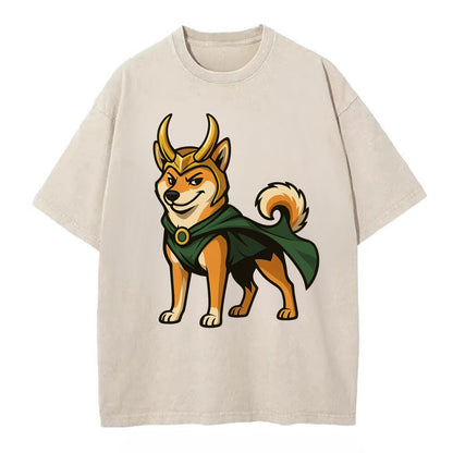 Shiba Inu Loki  - Vintage T-shirt - Off White