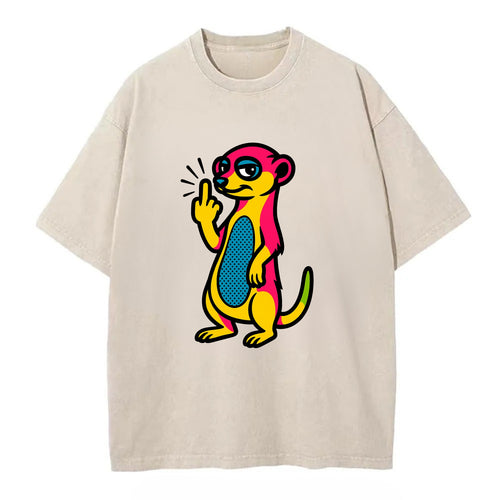 cute meerkat standing guard on hind legs, one front paw raised in sassy salute - Vintage T-shirt