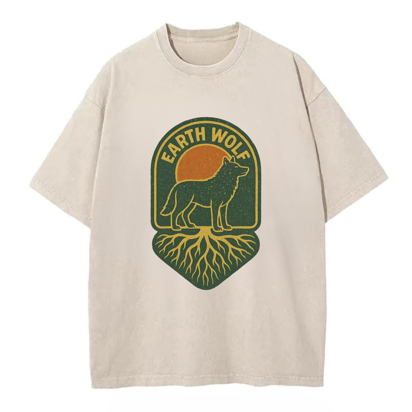 Earth Wolf Roots  - Vintage T-shirt - Off White