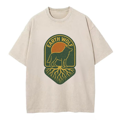 Earth Wolf Roots  - Vintage T-shirt - Off White