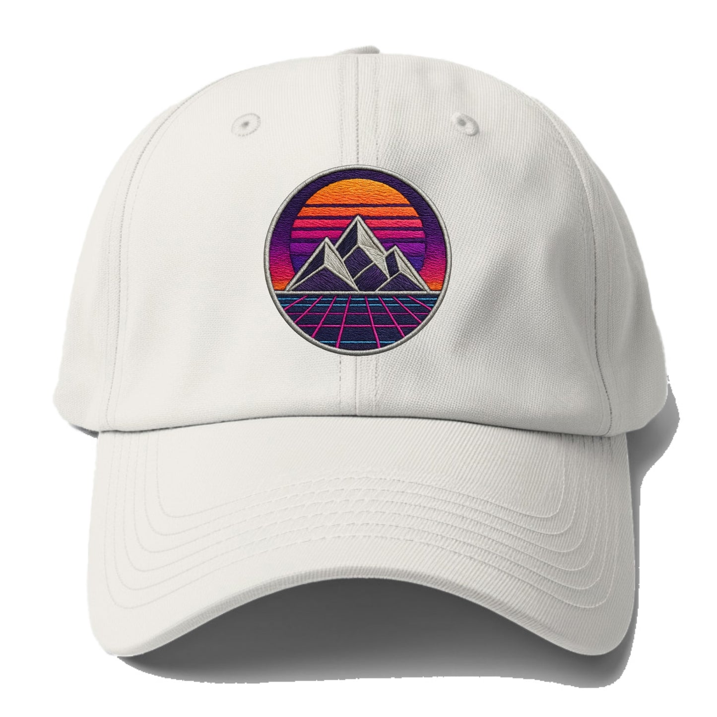 Retrowave Mountains - Baseball Cap For Big Heads - Off White