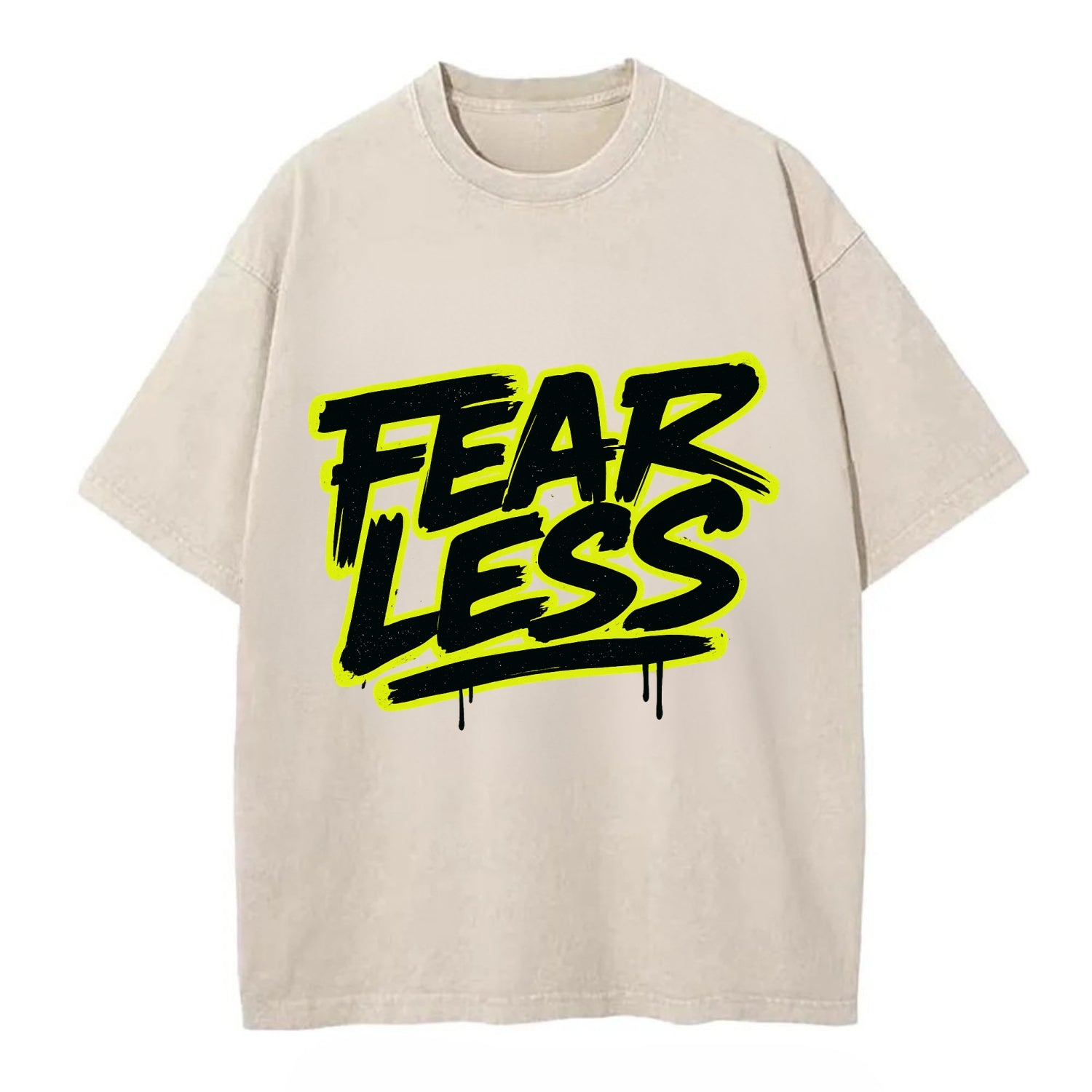 Bold typography design - "FEARLESS" - courage, bravery, facing challenges head on - Vintage T-shirt - Off White
