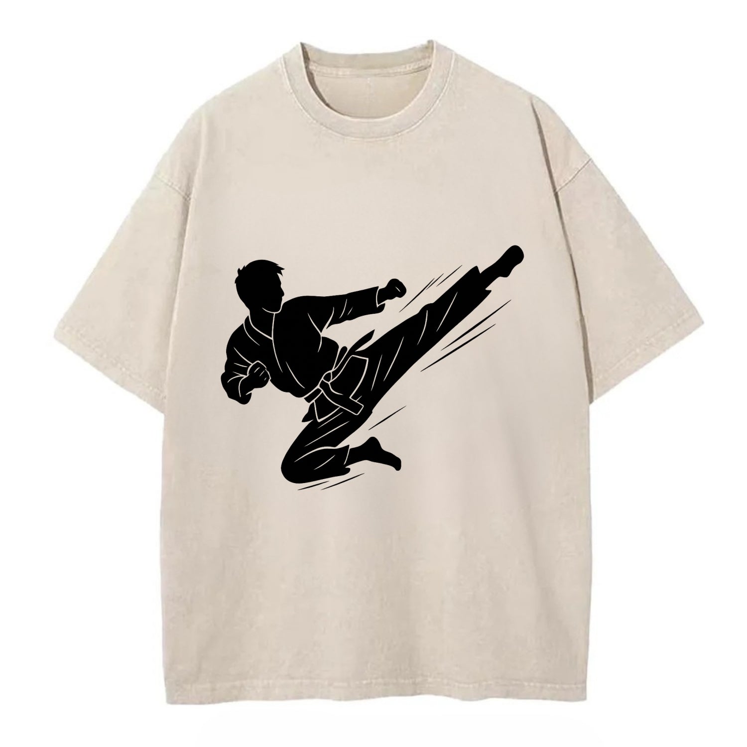 Korean taekwondo flying kick - Vintage T-shirt - Off White