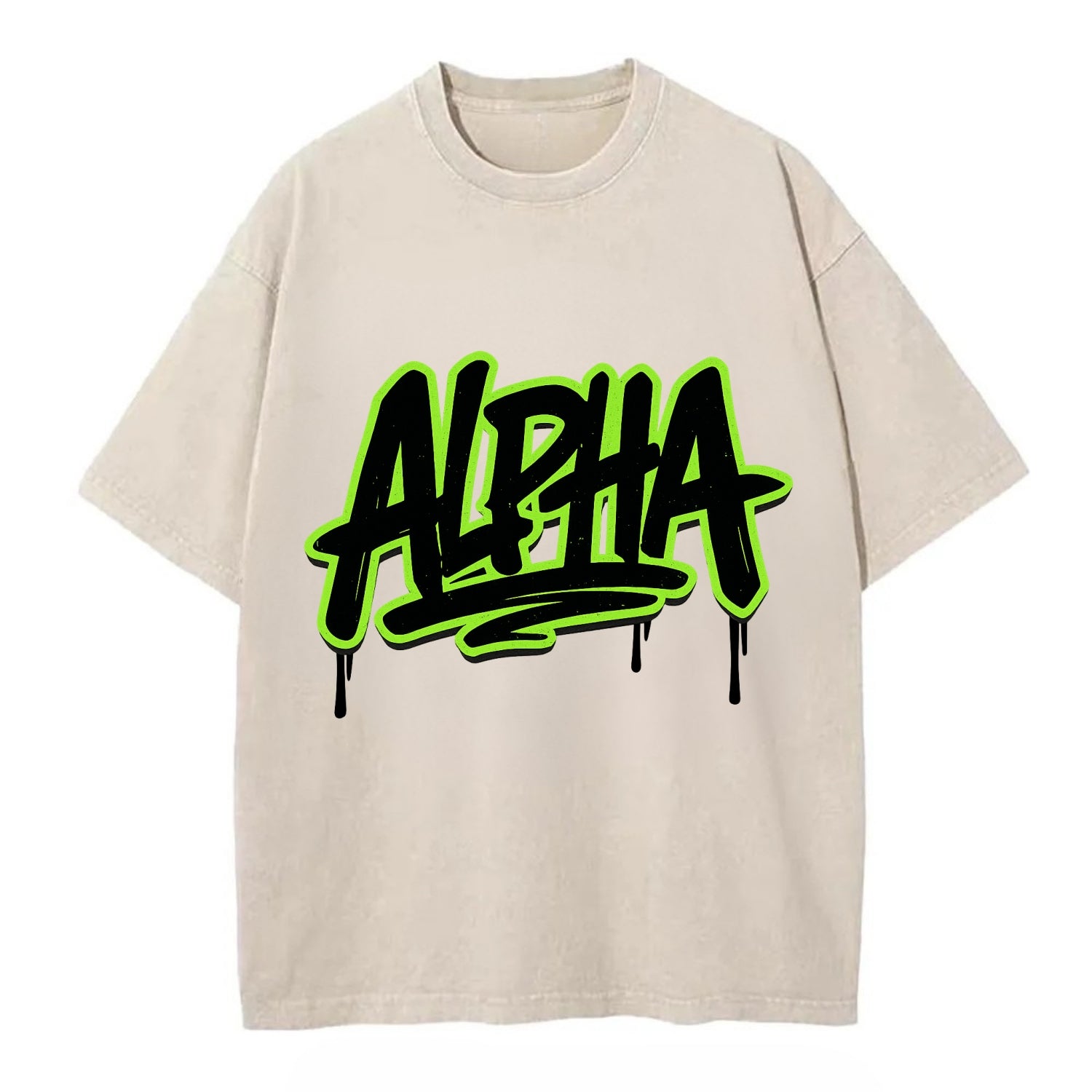 Bold typography design - "ALPHA" - leader of the pack - Vintage T-shirt - Off White