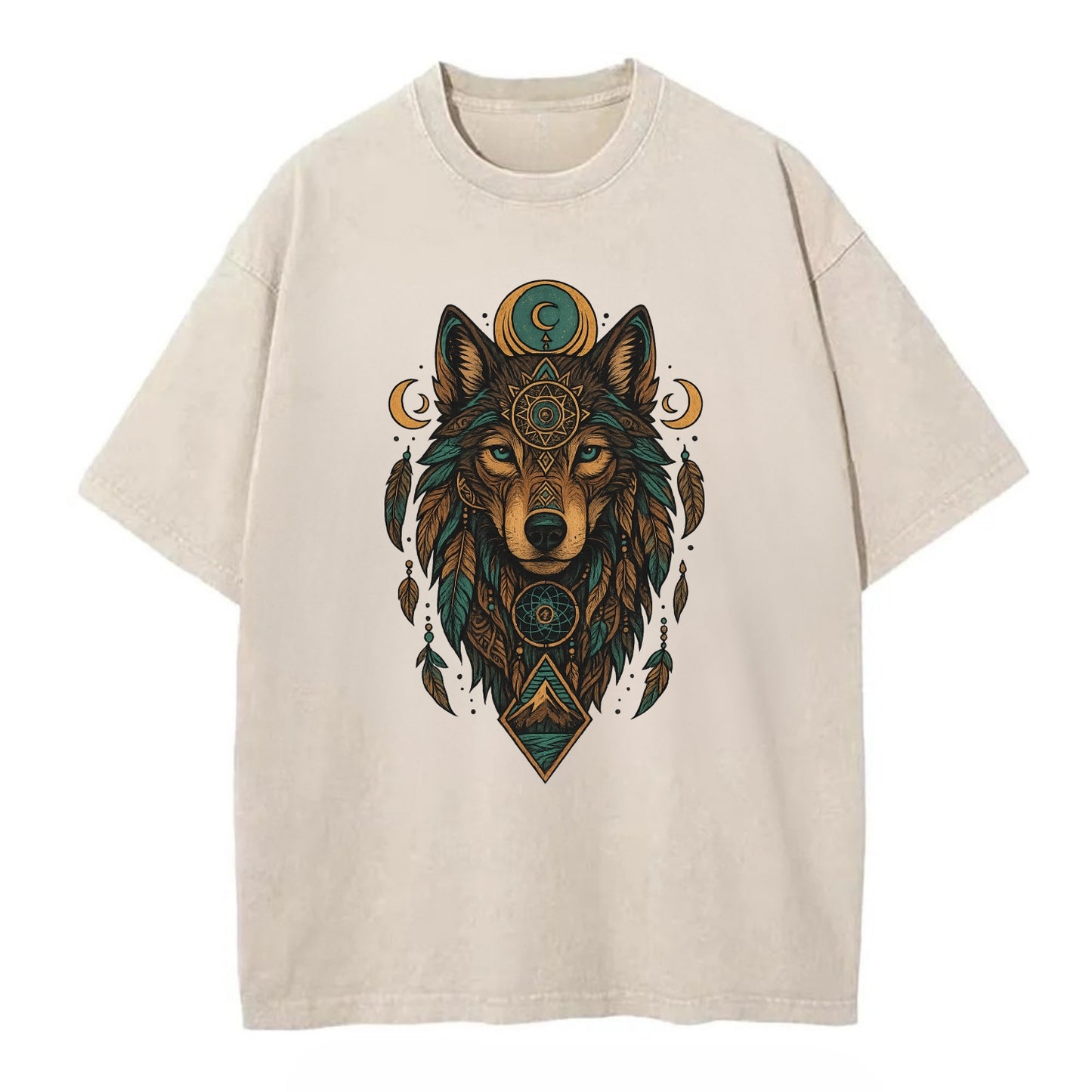 Retro 80s Wolf  - Vintage T-shirt - Off White