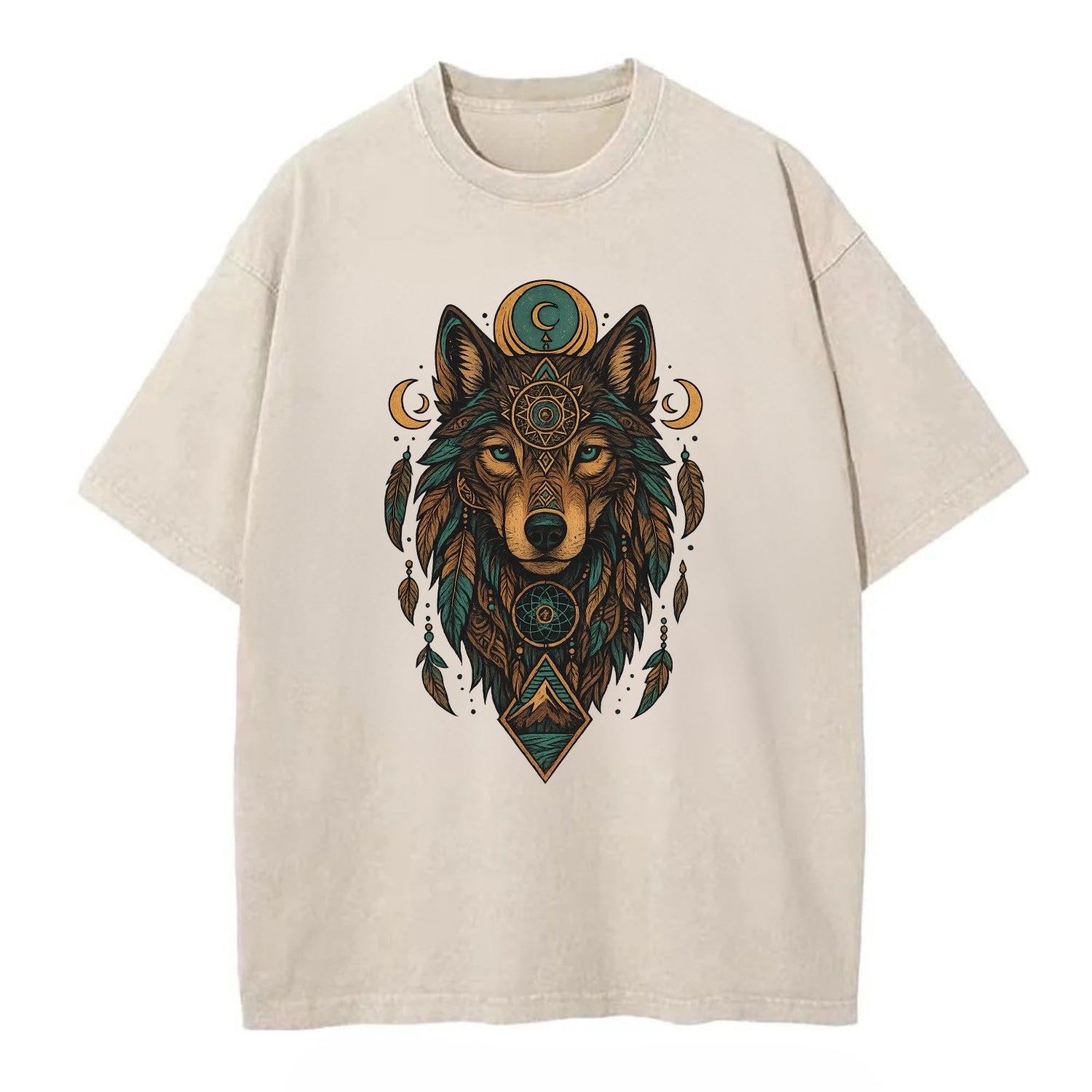 Retro 80s Wolf  - Vintage T-shirt - Off White