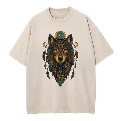 Retro 80s Wolf  - Vintage T-shirt - Off White