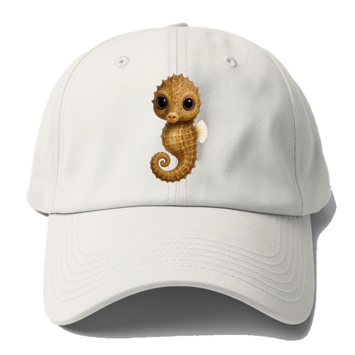 Baby Seahorse - curled tail, snout, large eyes, front-facing, delicate - Baseball Cap For Big Heads