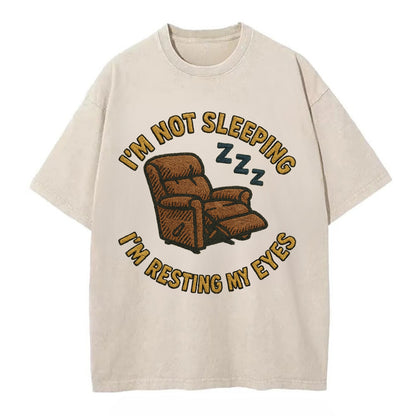 I'm Not Sleeping I'm Resting My Eyes  - Vintage T-shirt - Off White