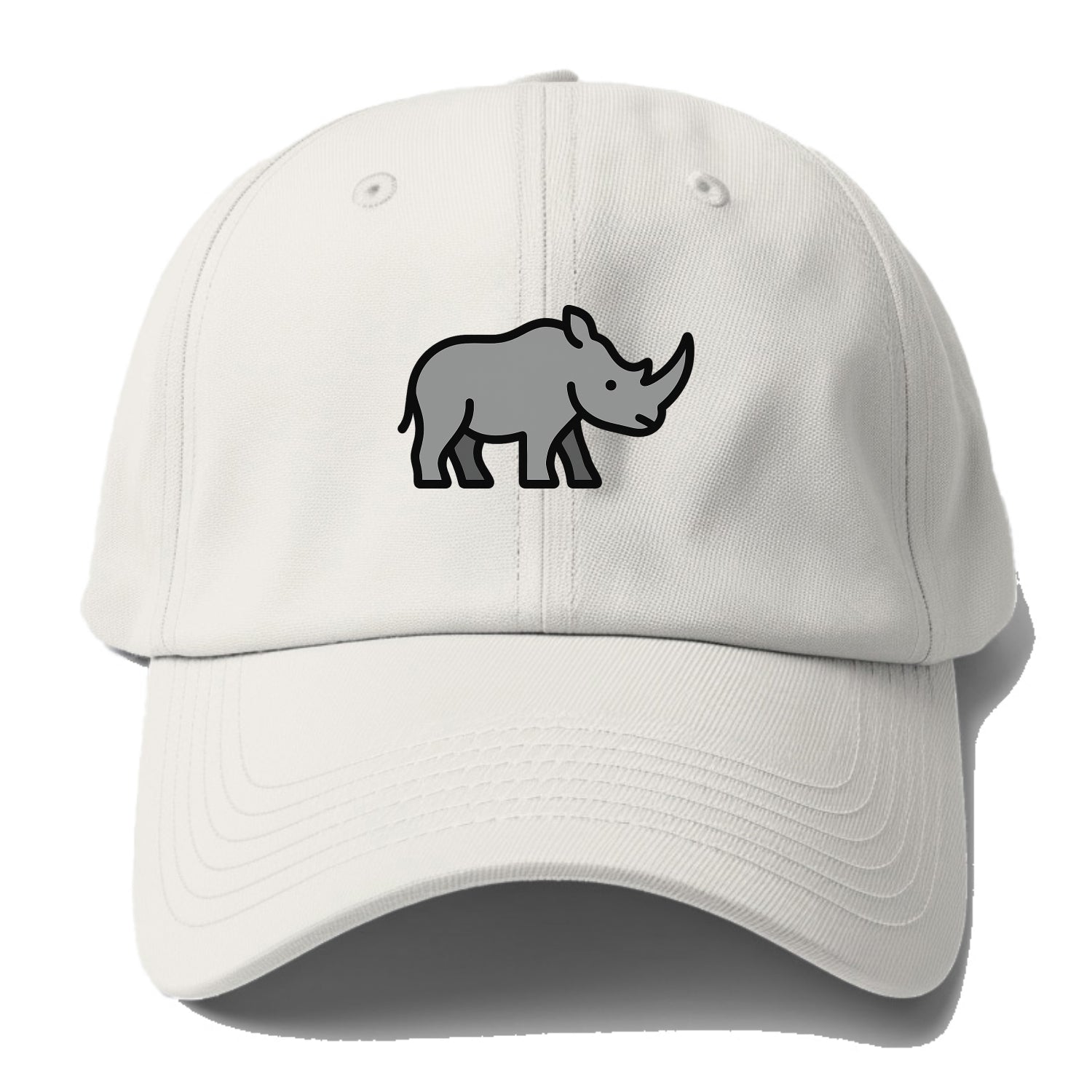 Rhinoceros - Gray with horn flat side profile - Baseball Cap For Big Heads - Off White