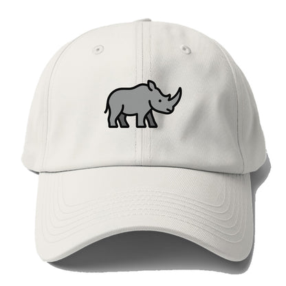 Rhinoceros - Gray with horn flat side profile - Baseball Cap For Big Heads - Off White