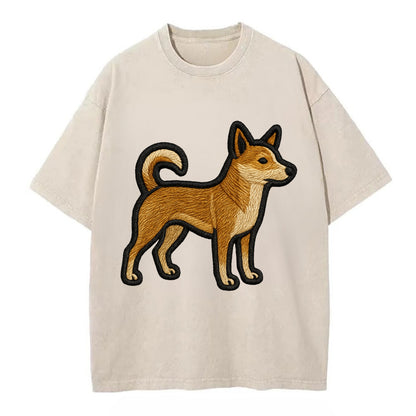 Norwegian Lundehund - Modern puffin hunt - Vintage T-shirt - Off White