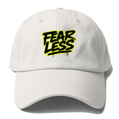 Bold typography design - "FEARLESS" - courage, bravery, facing - Baseball Cap For Big Heads - Off White