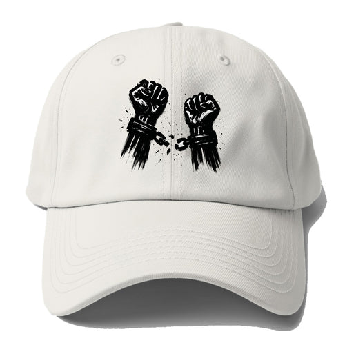 Two raised fists breaking chains - liberation and freedom ink painting - Baseball Cap For Big Heads