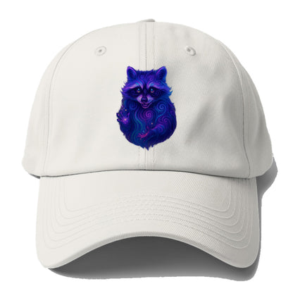 Playful raccoon with mask swirling in hypnotic patterns, neon purple - Baseball Cap For Big Heads - Off White