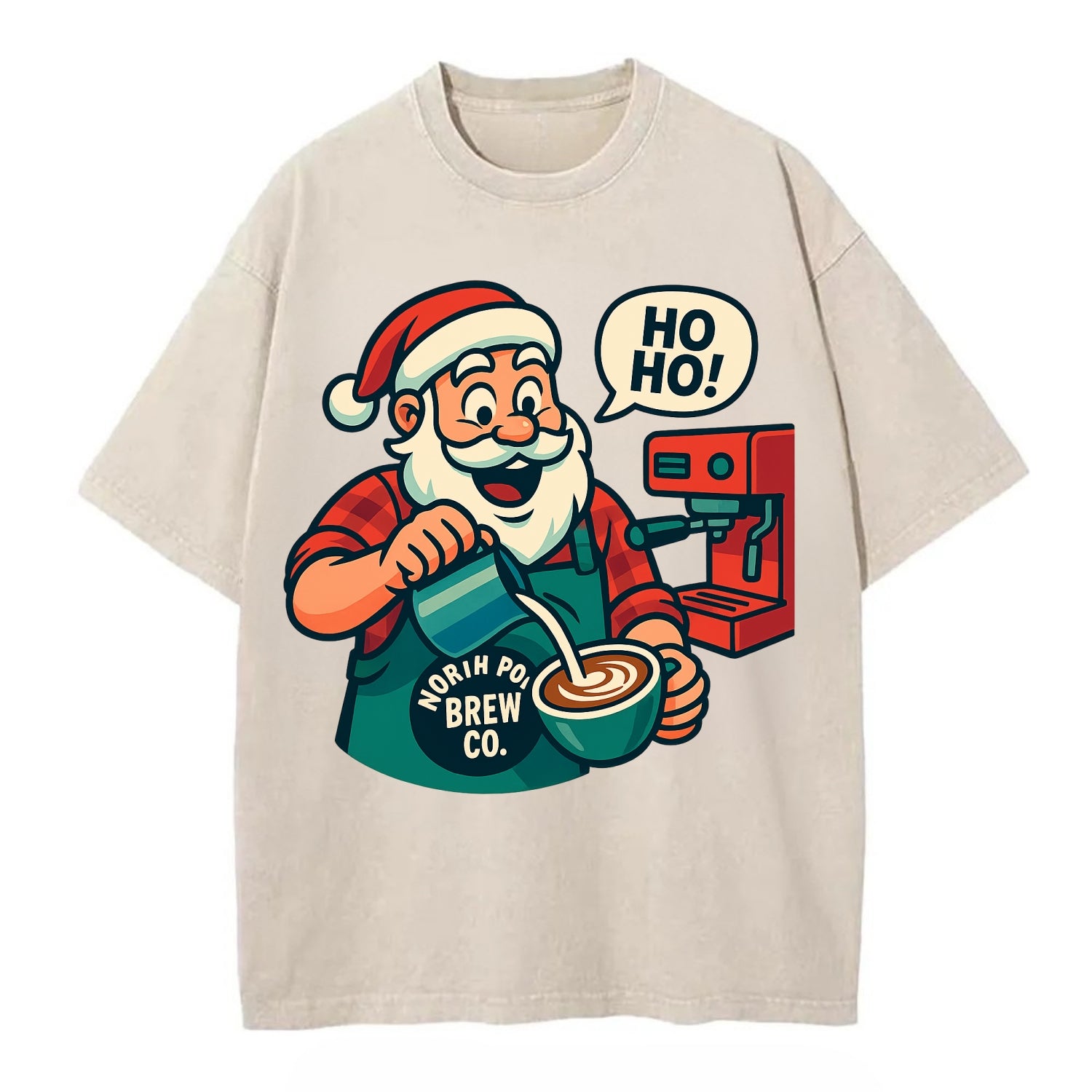 Santa Barista - Vintage T-shirt - Off White