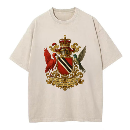 Trinidad Scarlet Ibis Emblem  - Vintage T-shirt - Off White